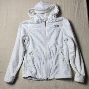 North Face Women's hooded Synchilla Furry Fleece Jacket White Full‎ Zip Size S/P